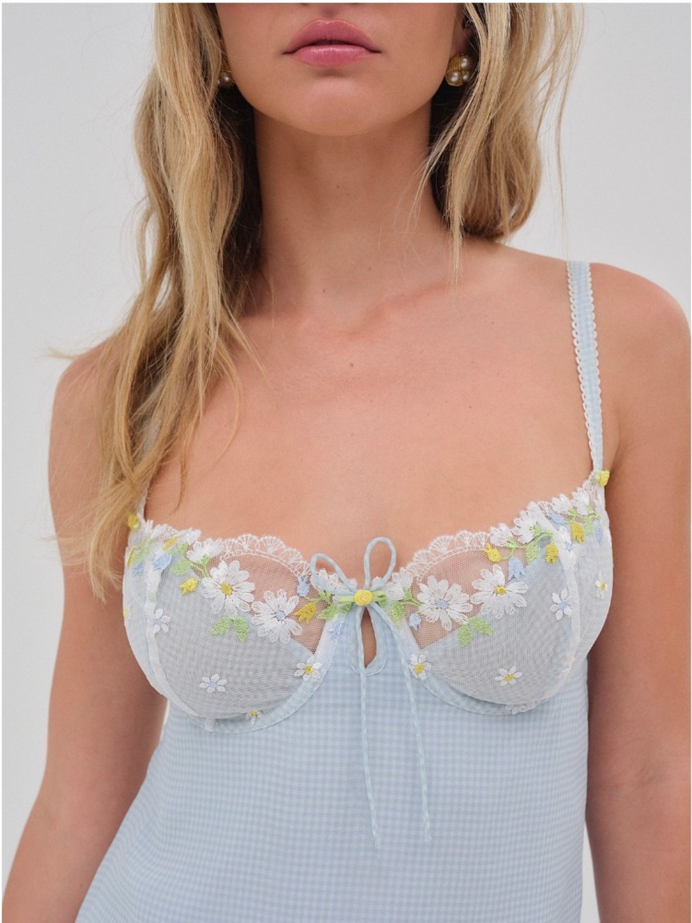 🍋For Love & Lemons Gingham Rose slip dress sz S NWT - Picture 2 of 13